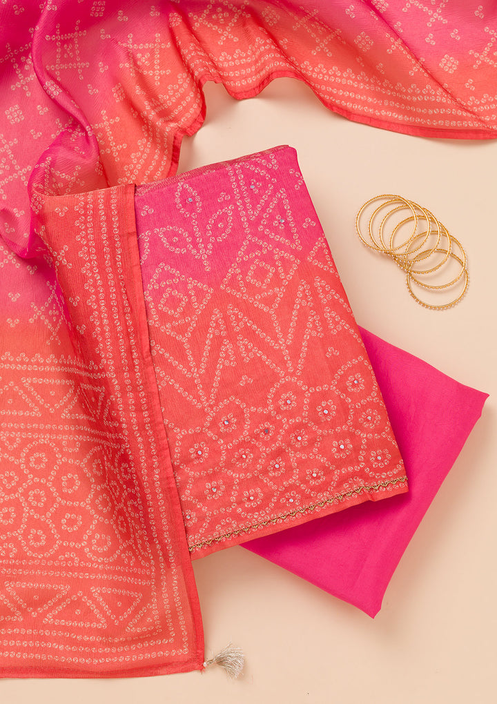 Pink Mirrorwork Tissue Unstitched Salwar Suit