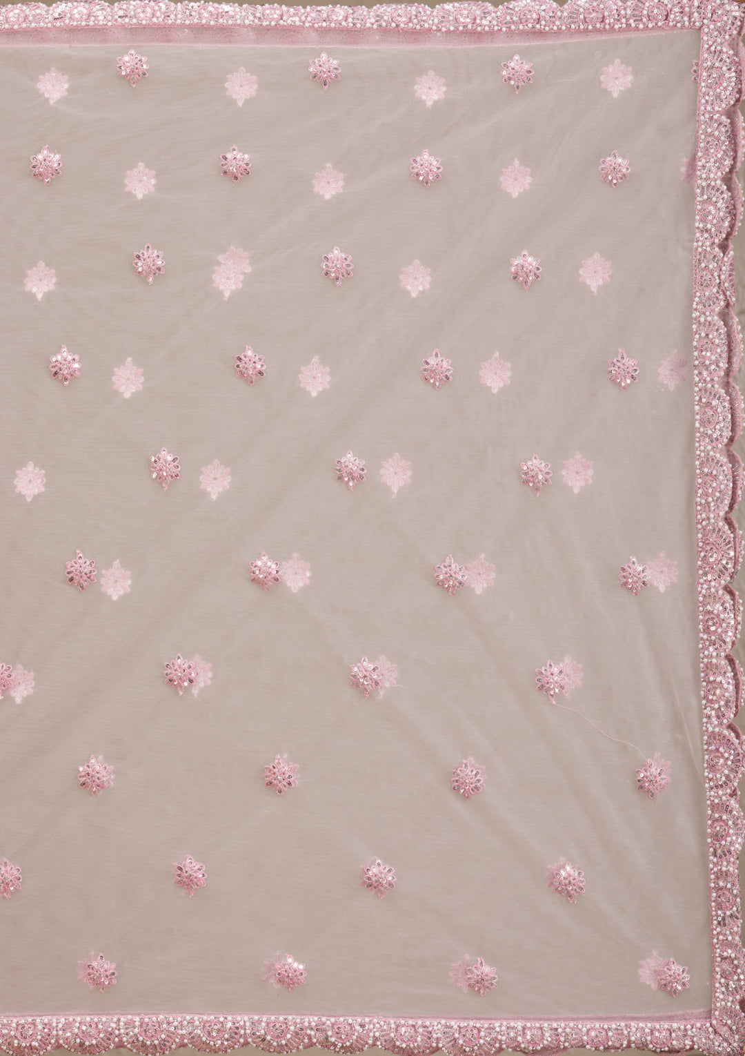Pink Pearlwork Net Readymade Lehenga