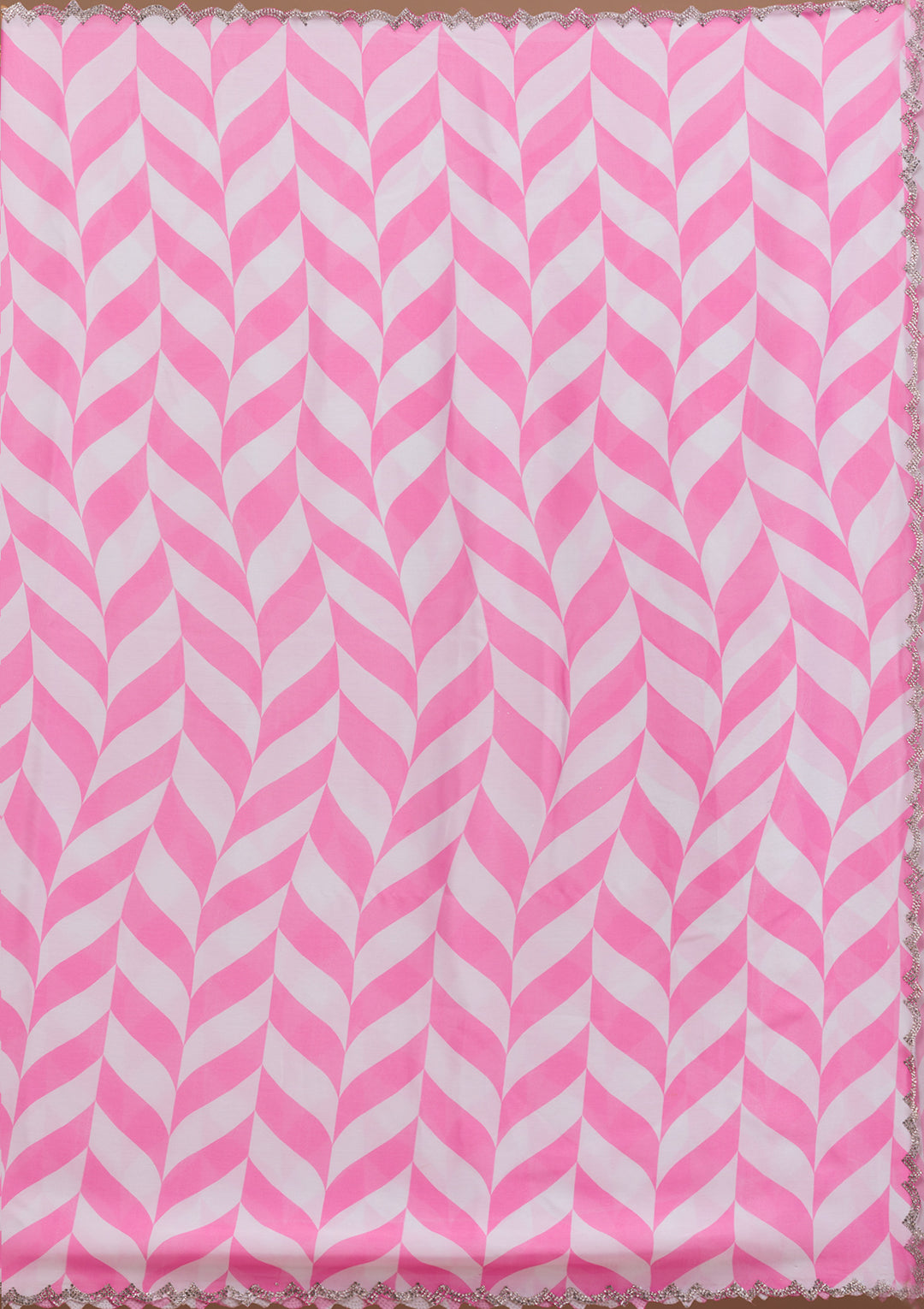 Pink Printed Satin Saree