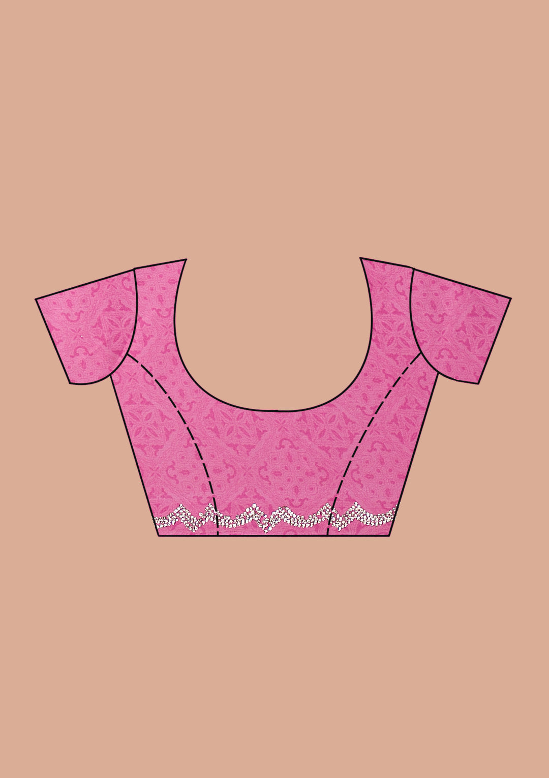 Pink Printed Satin Saree