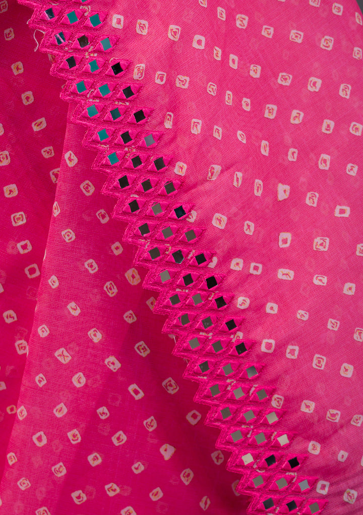 Pink Printed Satin Saree