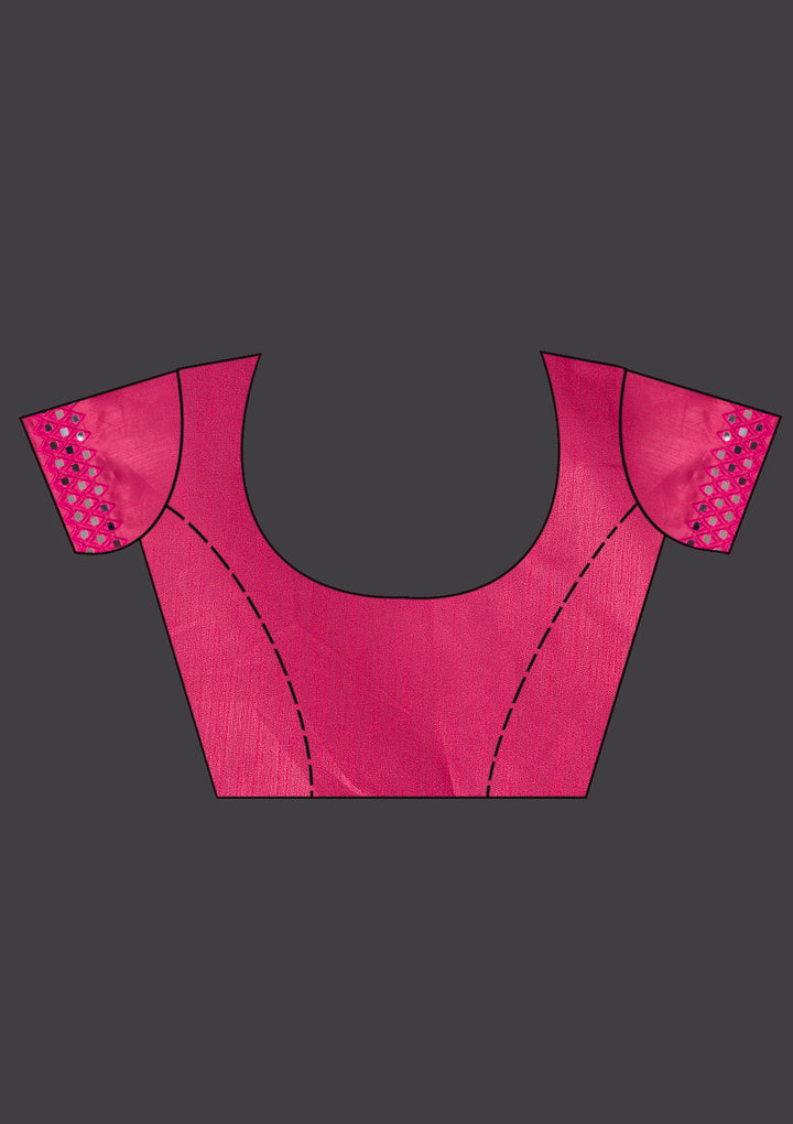 Pink Printed Satin Saree