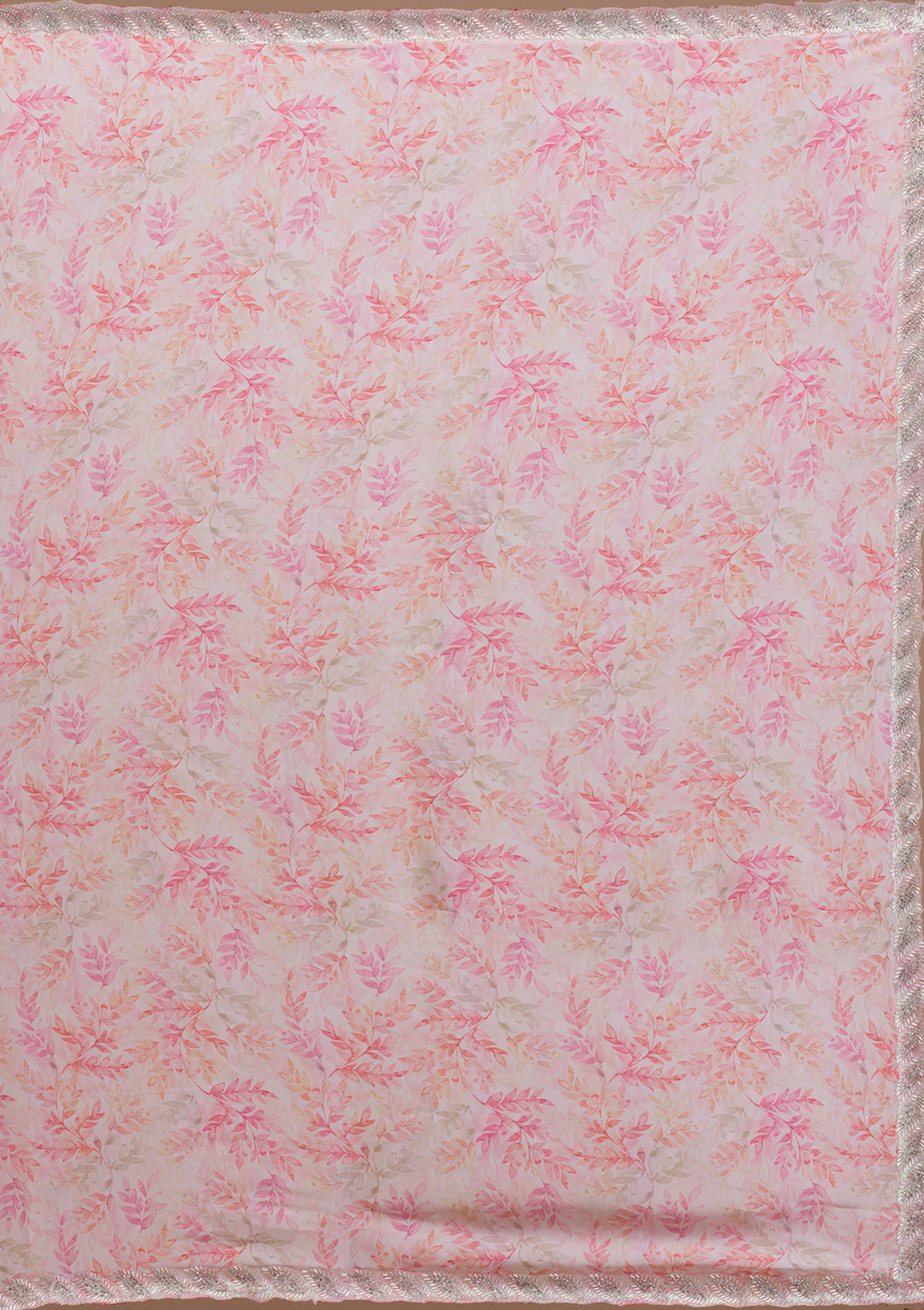 Pink Printed Satin Saree