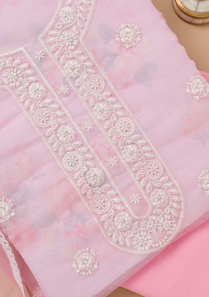 Pink Printed Tissue Unstitched Salwar Suit