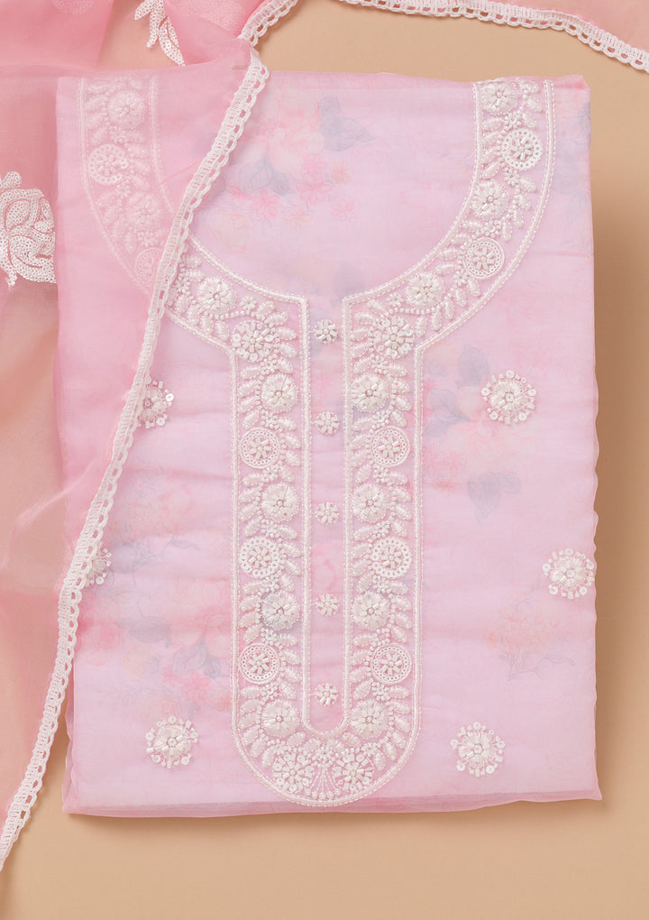 Pink Printed Tissue Unstitched Salwar Suit