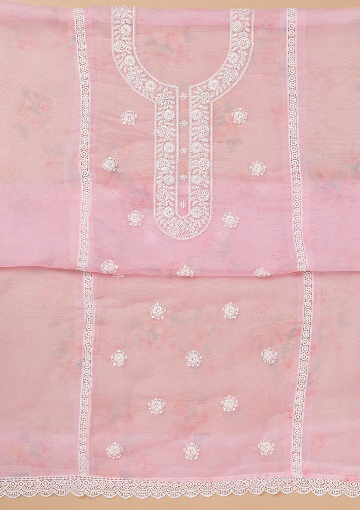 Pink Printed Tissue Unstitched Salwar Suit