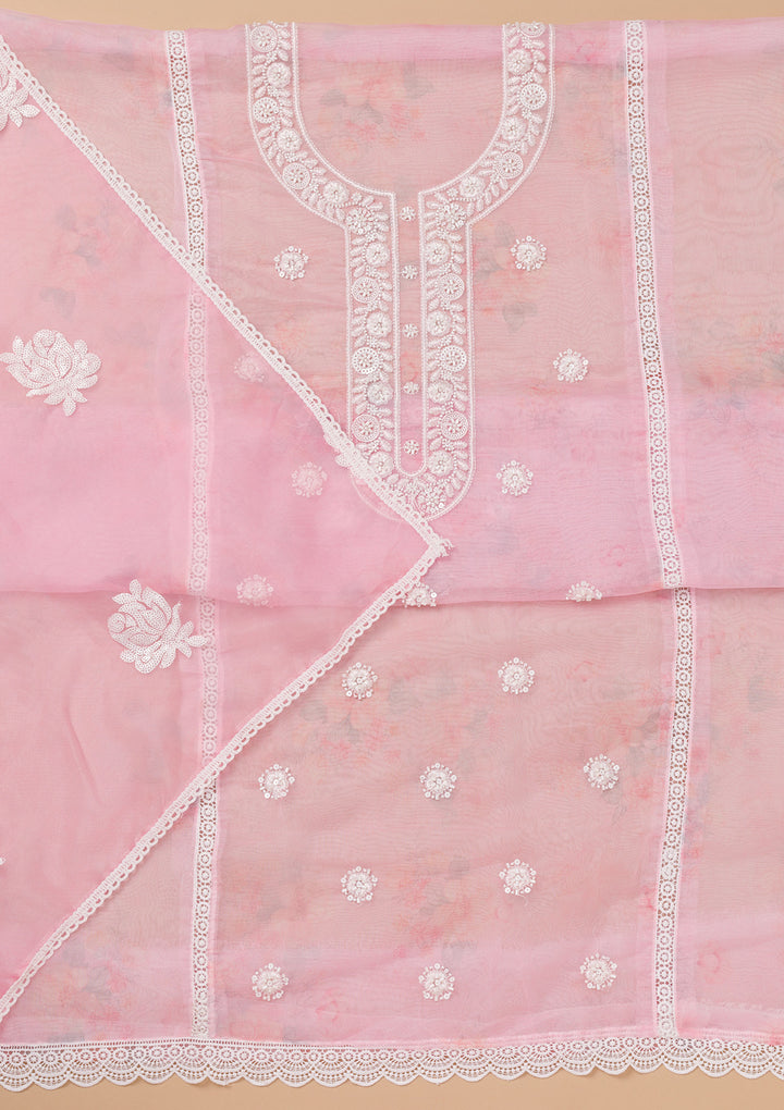 Pink Printed Tissue Unstitched Salwar Suit