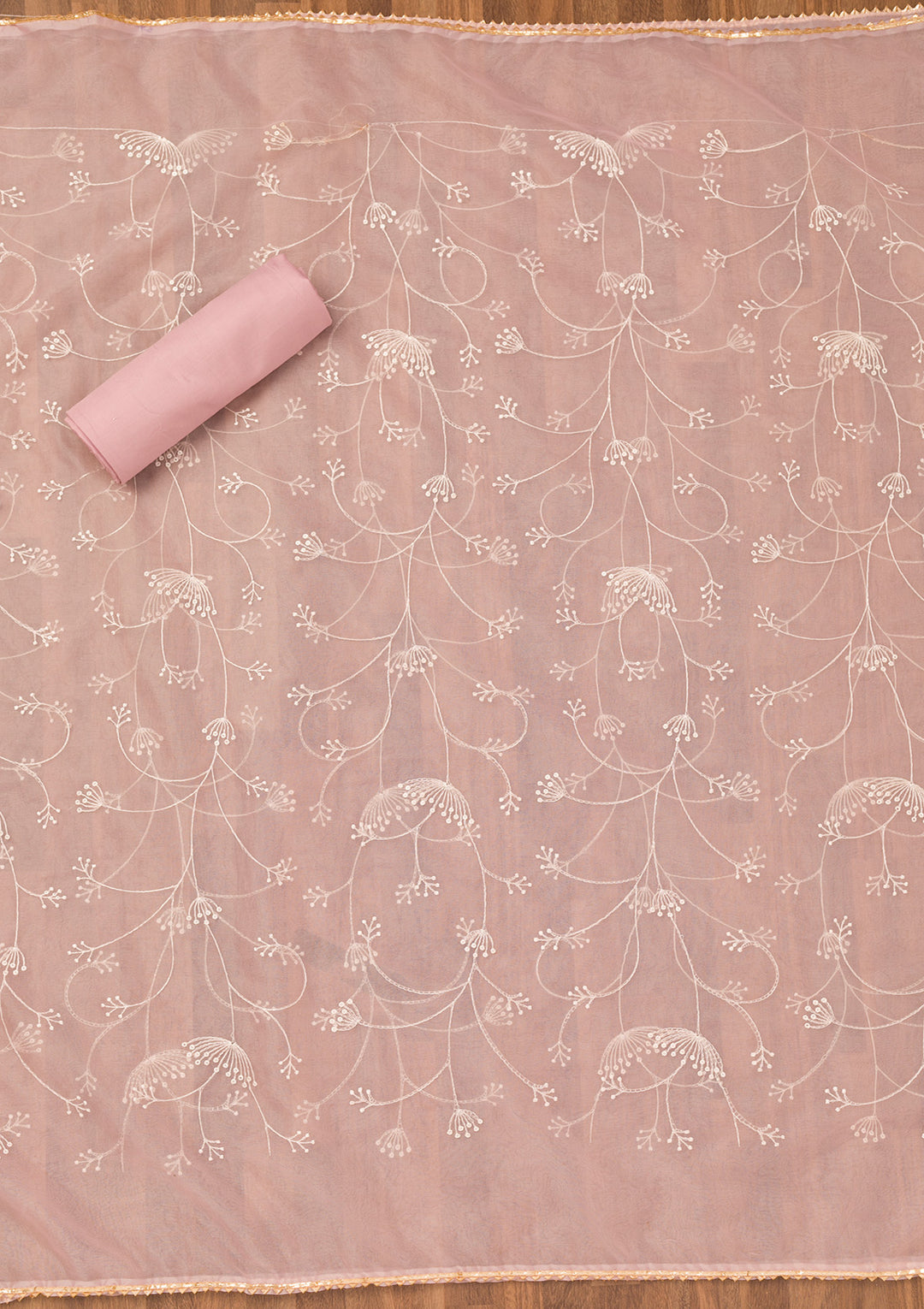 Pink Printed Tissue Unstitched Salwar Suit