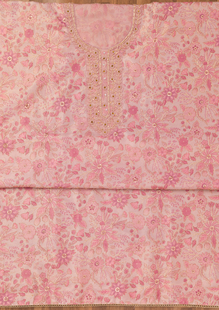 Pink Printed Tissue Unstitched Salwar Suit