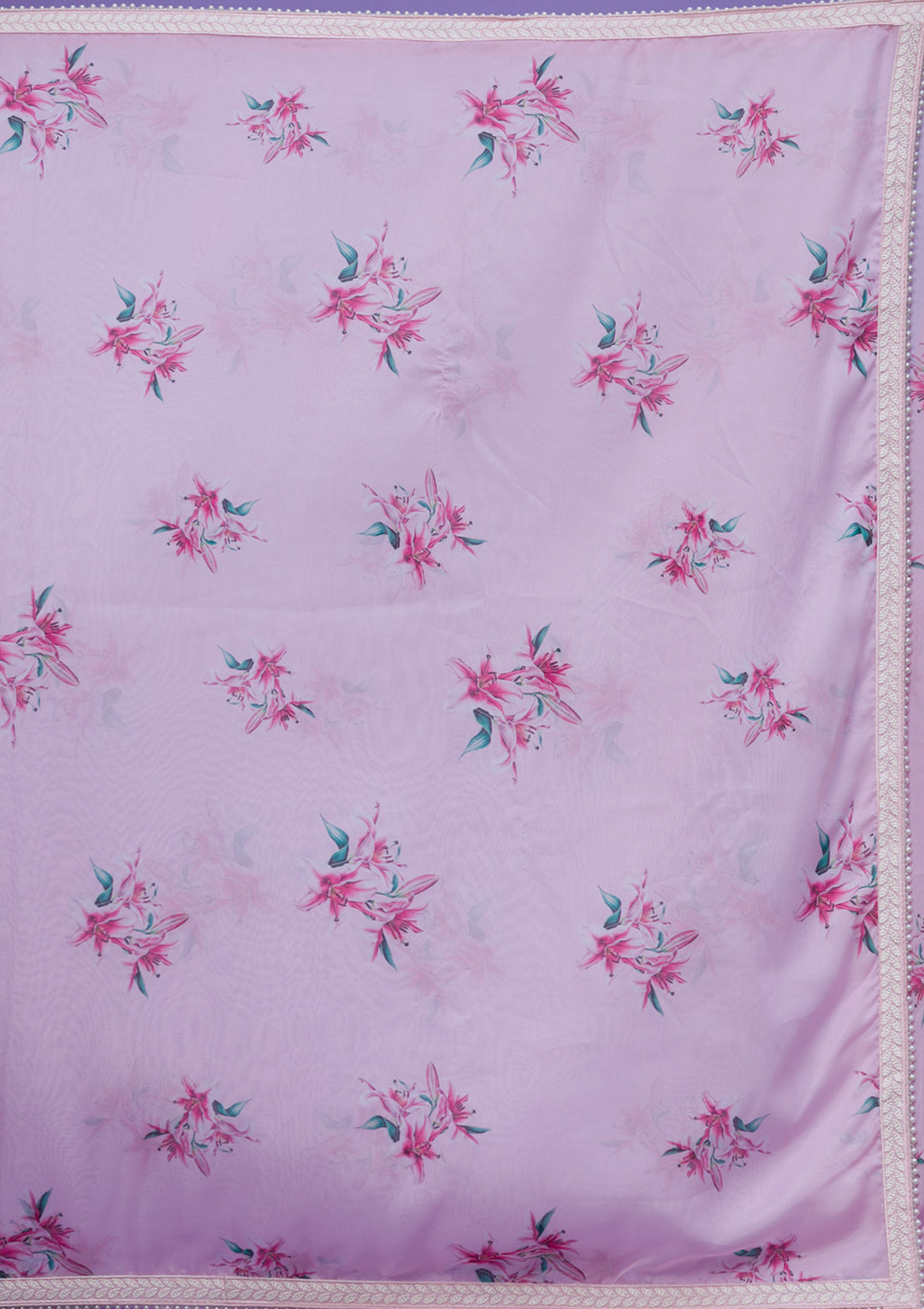 Pink Floral Printed Organza Designer Saree