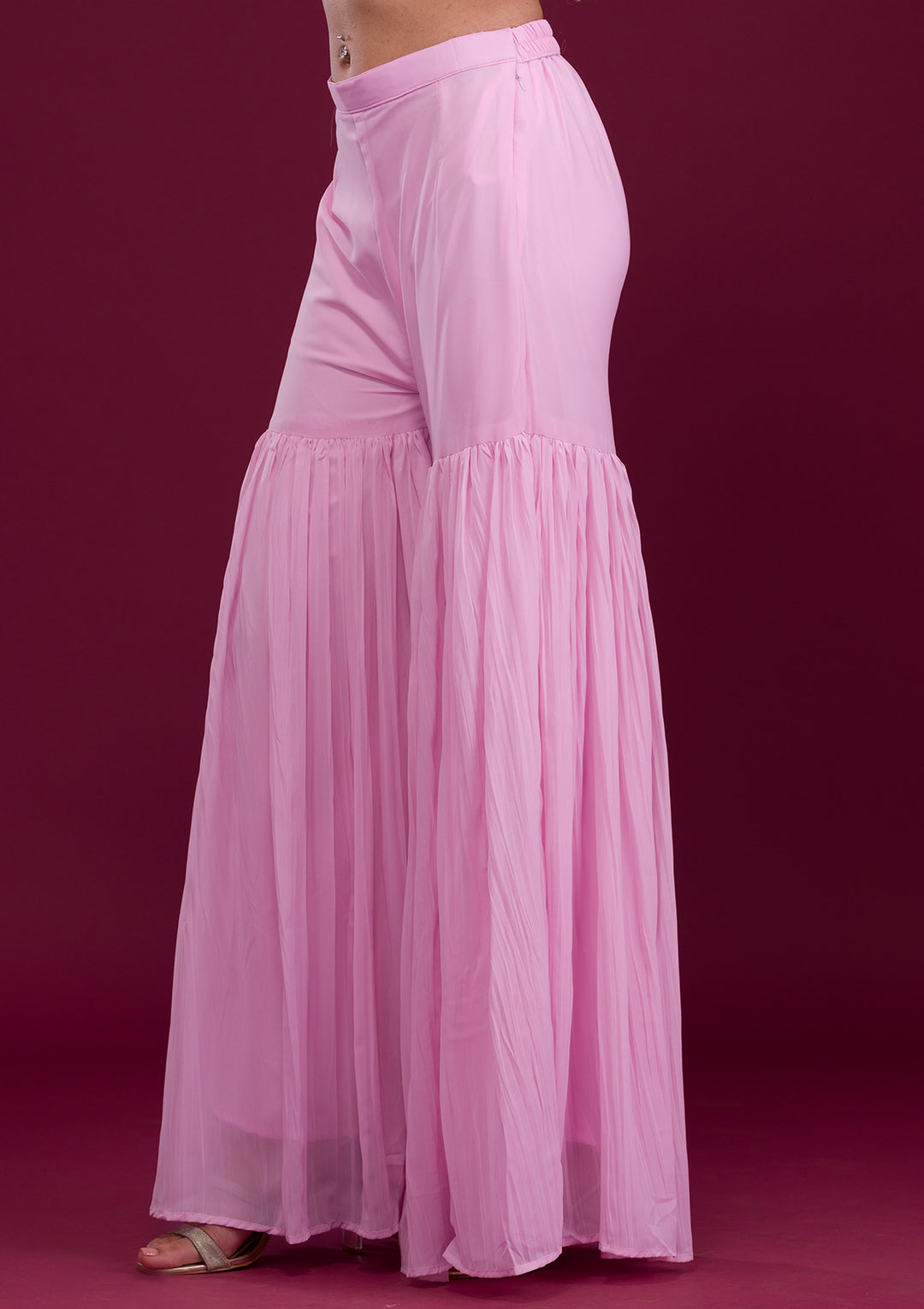 Pink Sequins Georgette Readymade Sharara Suit