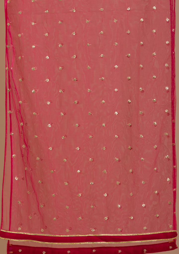 Pink Sequins Georgette Readymade Anarkali Suit