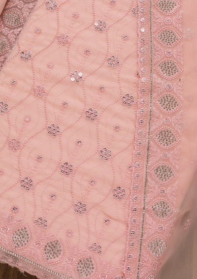 Pink Sequins Georgette Unstitched Salwar Suit