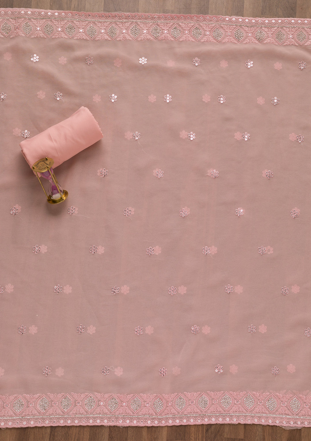 Pink Sequins Georgette Unstitched Salwar Suit