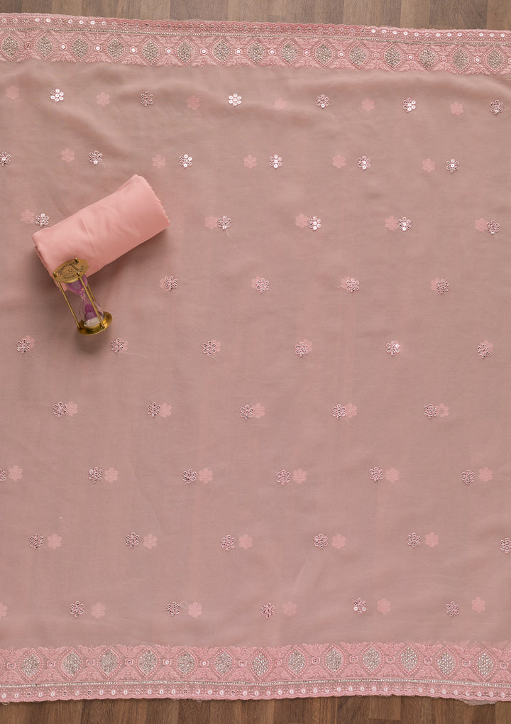 Pink Sequins Georgette Unstitched Salwar Suit