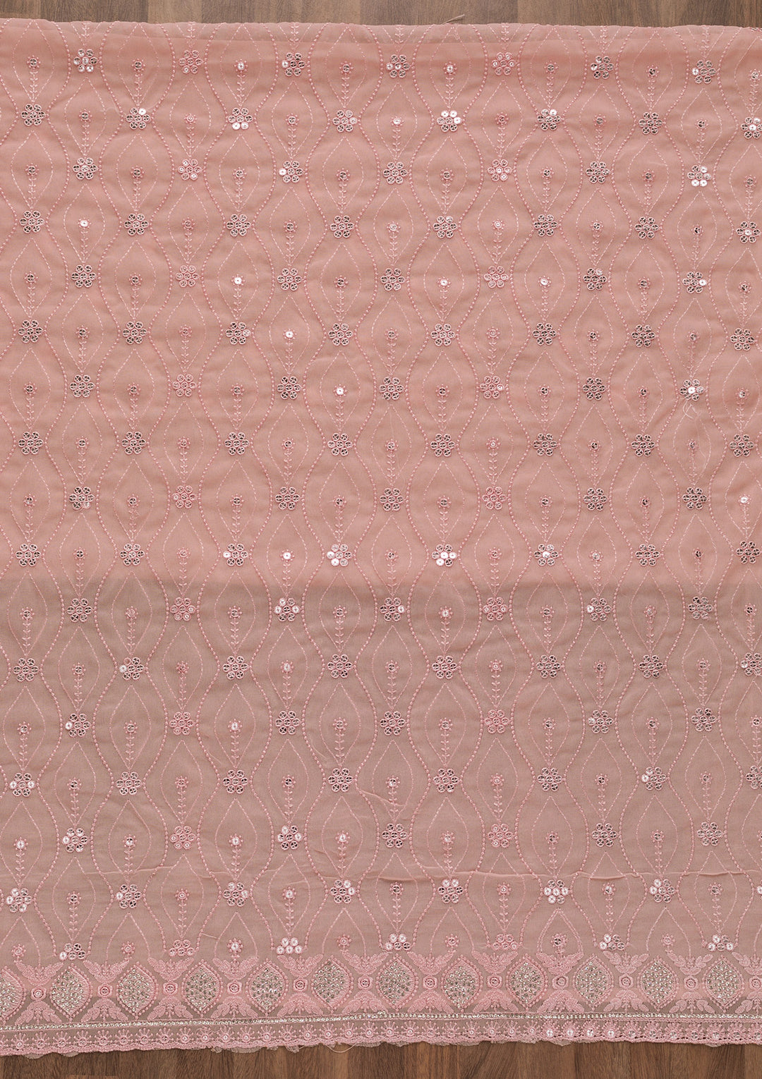 Pink Sequins Georgette Unstitched Salwar Suit