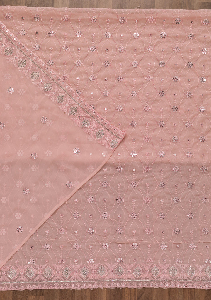 Pink Sequins Georgette Unstitched Salwar Suit