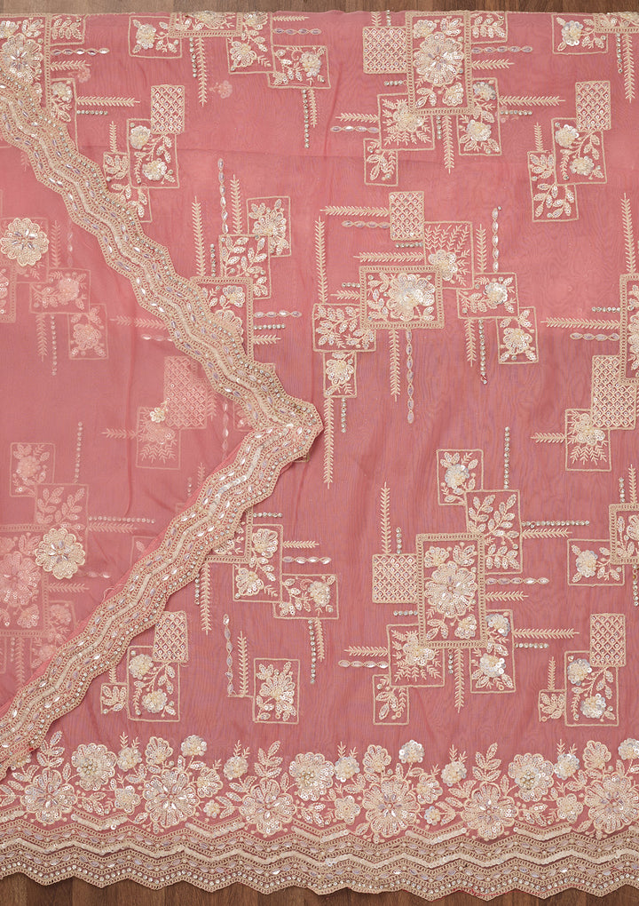 Pink Sequins Georgette Unstitched Salwar Suit