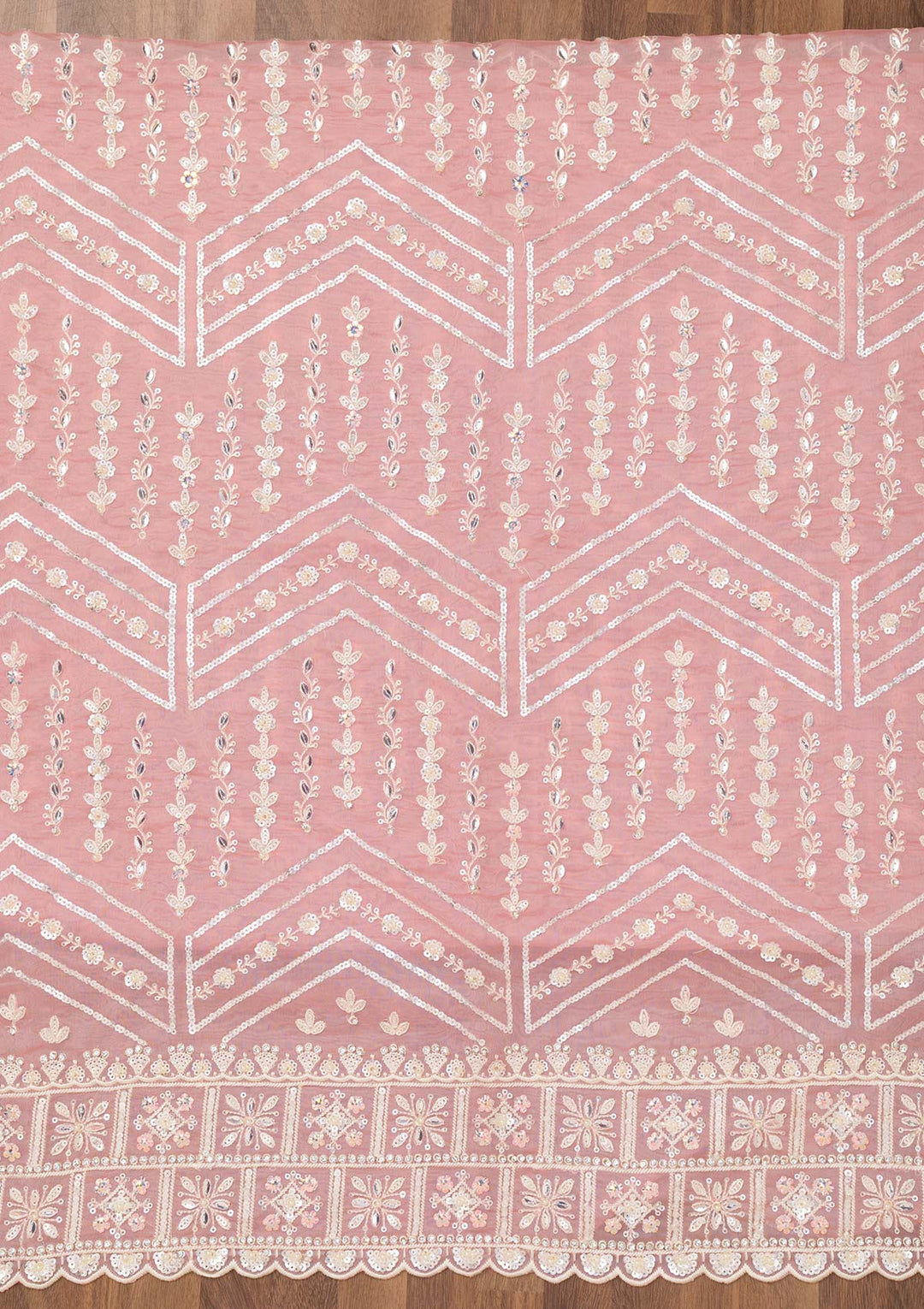 Pink Sequins Georgette Unstitched Salwar Suit