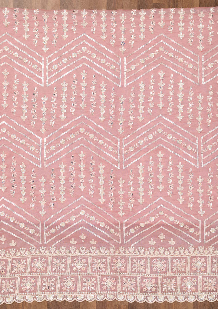 Pink Sequins Georgette Unstitched Salwar Suit