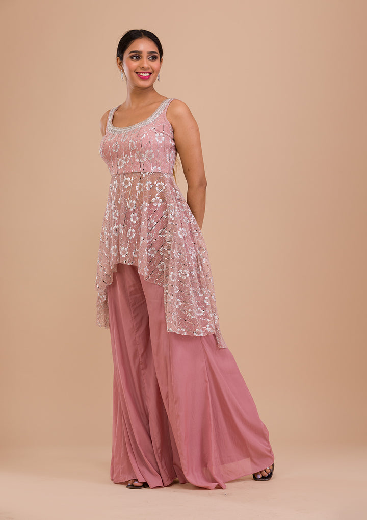 Pink Sequins Shimmer Readymade Salwar Suit-Koskii