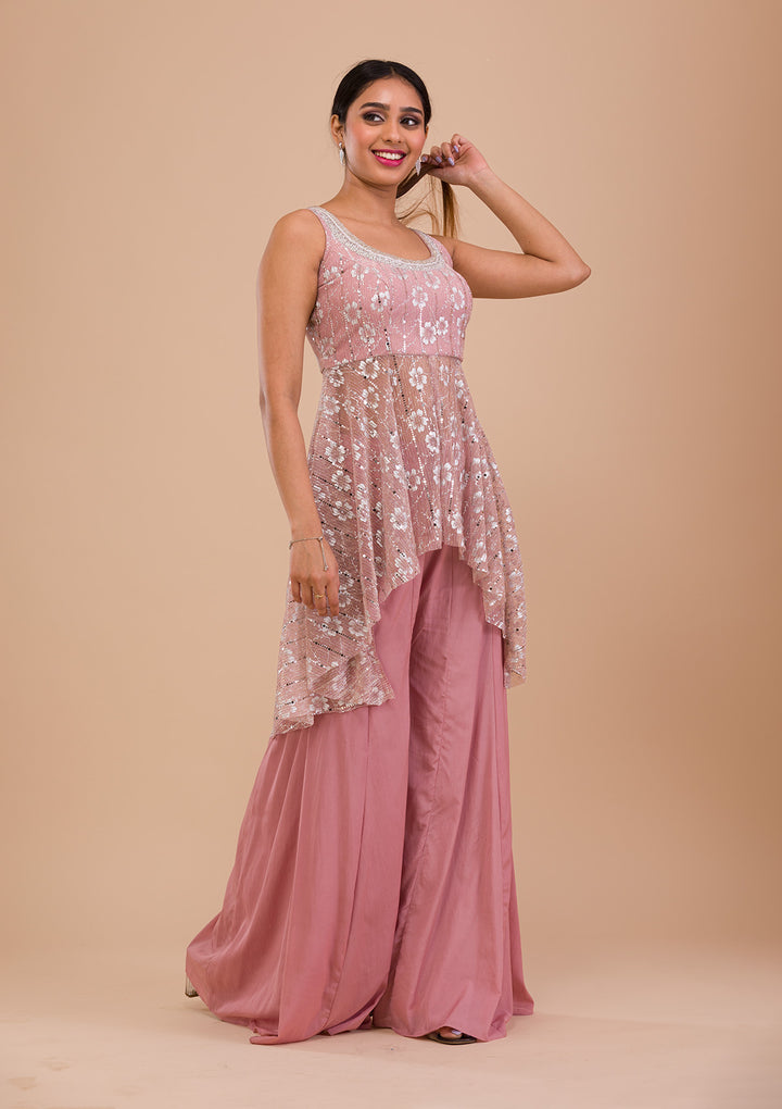 Pink Sequins Shimmer Readymade Salwar Suit-Koskii