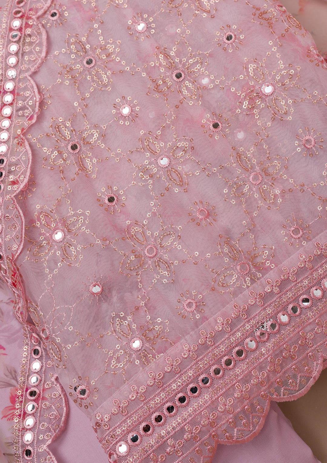 Pink Sequins Tissue Unstitched Salwar Suit
