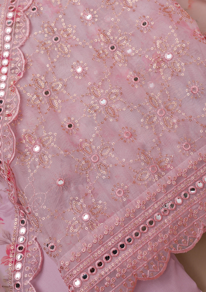 Pink Sequins Tissue Unstitched Salwar Suit