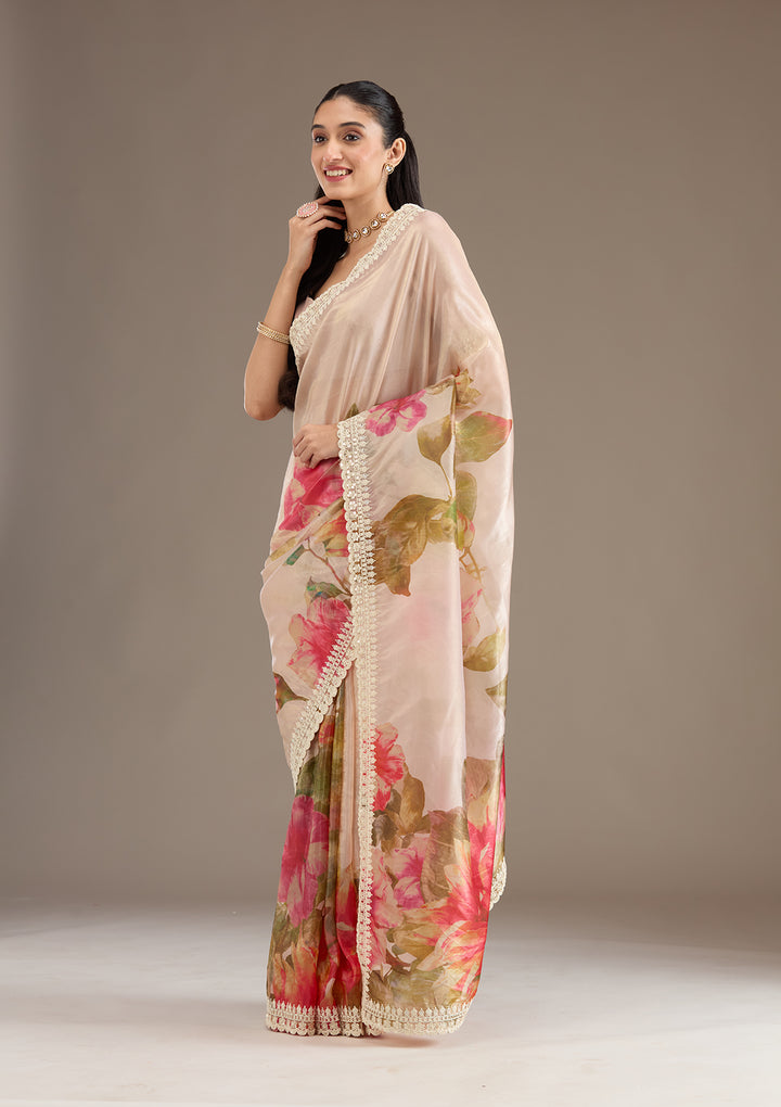 Pink Sequins Tissue Saree