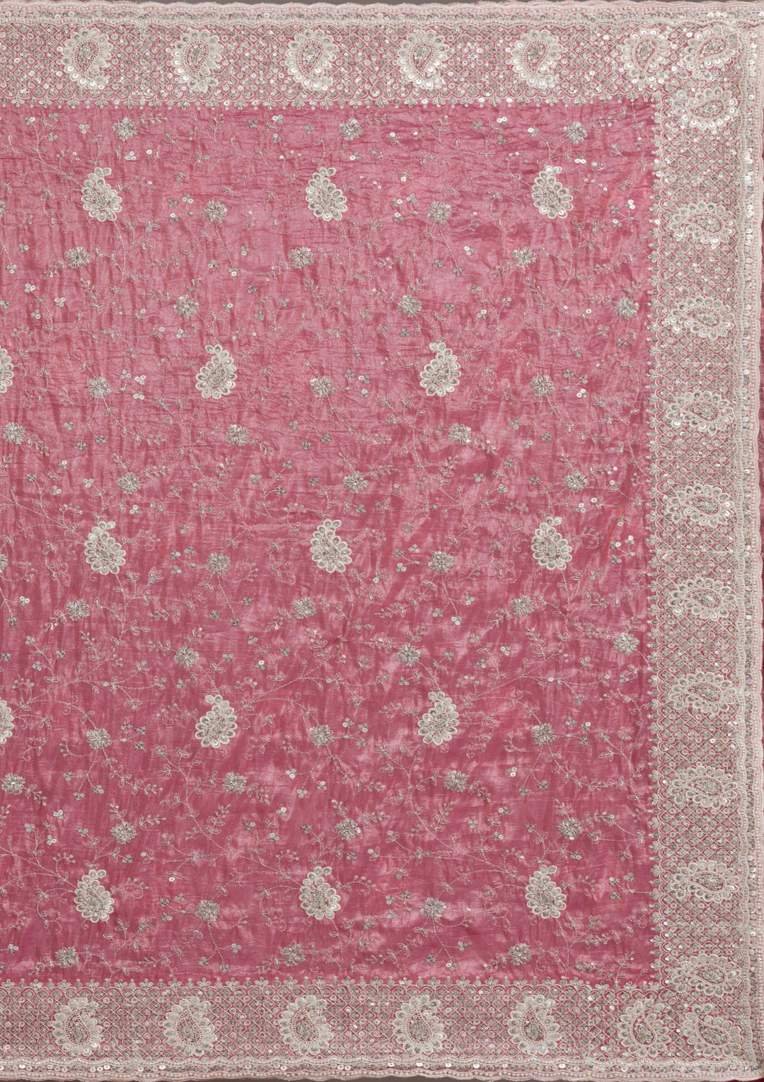 Pink Sequins Tissue Saree