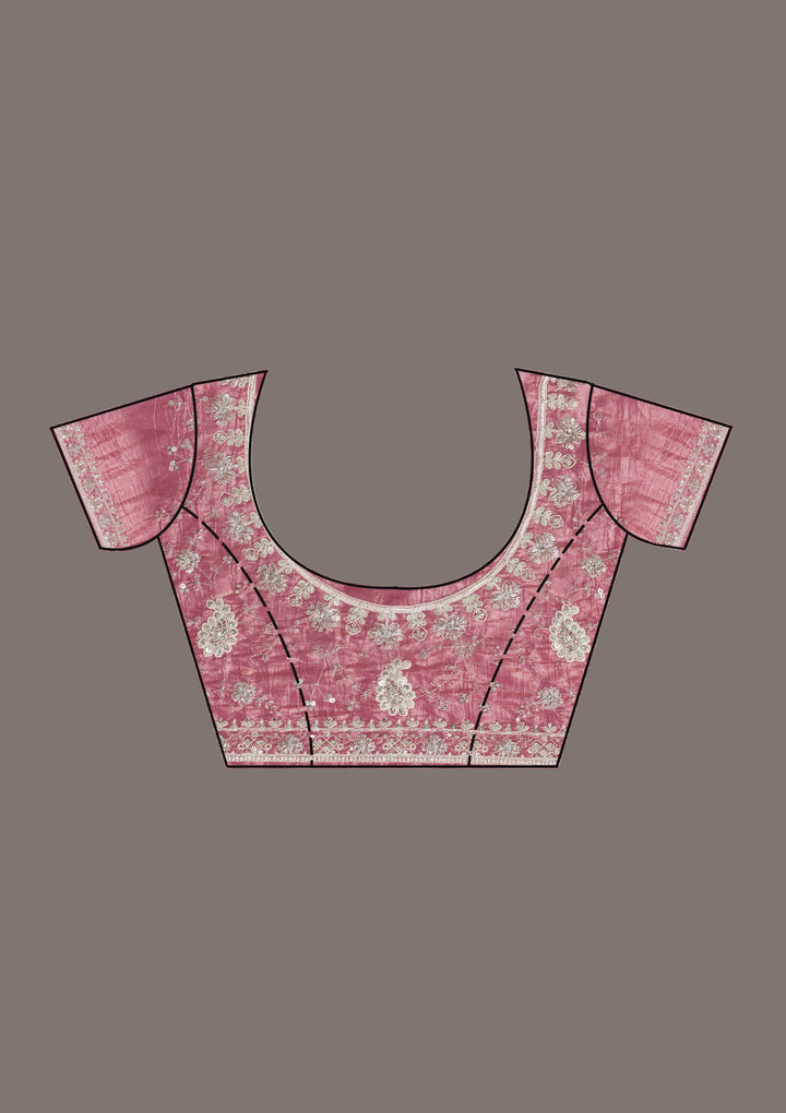 Pink Sequins Tissue Saree