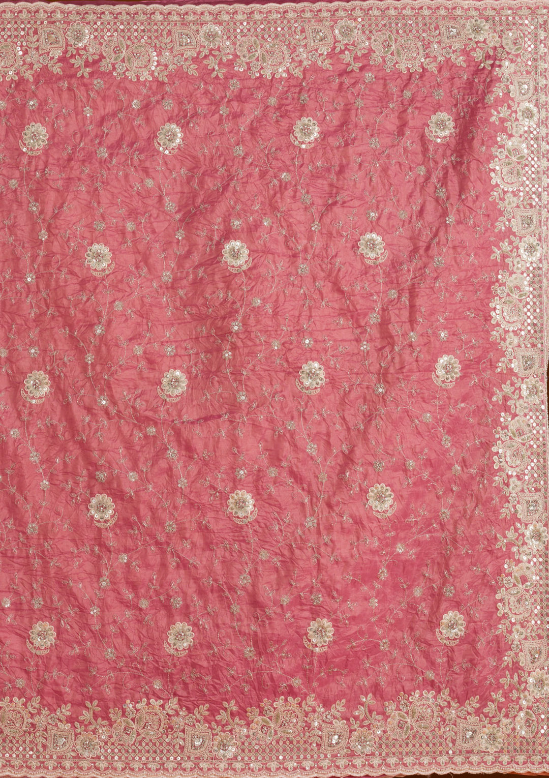 Pink Sequins Tissue Saree