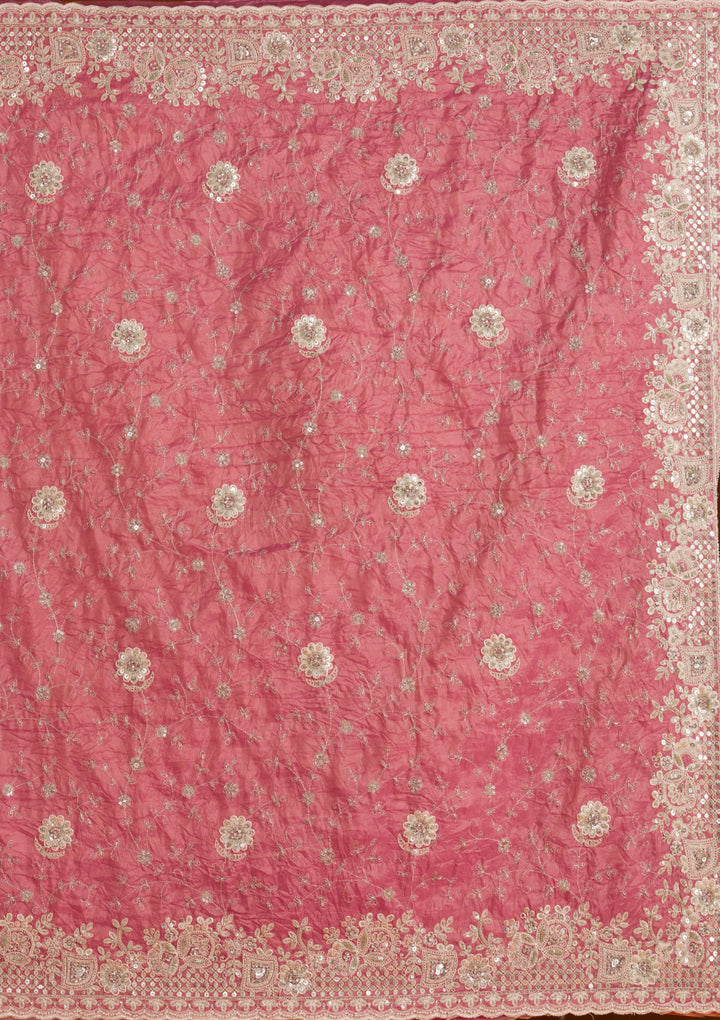 Pink Sequins Tissue Saree