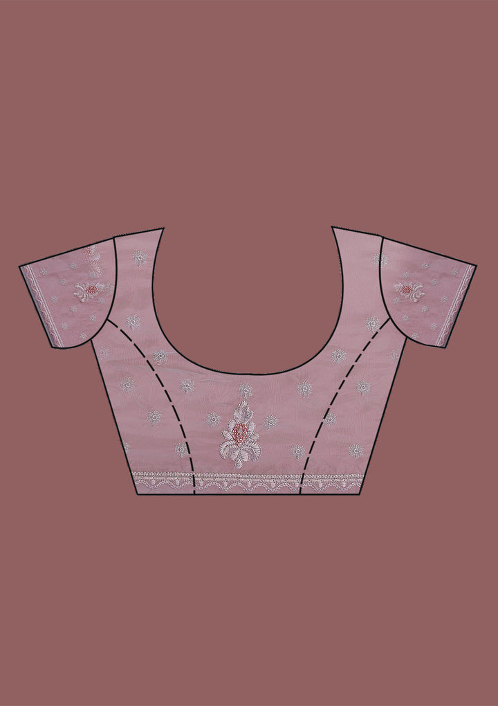 Pink Stonework Semi Crepe Designer Saree