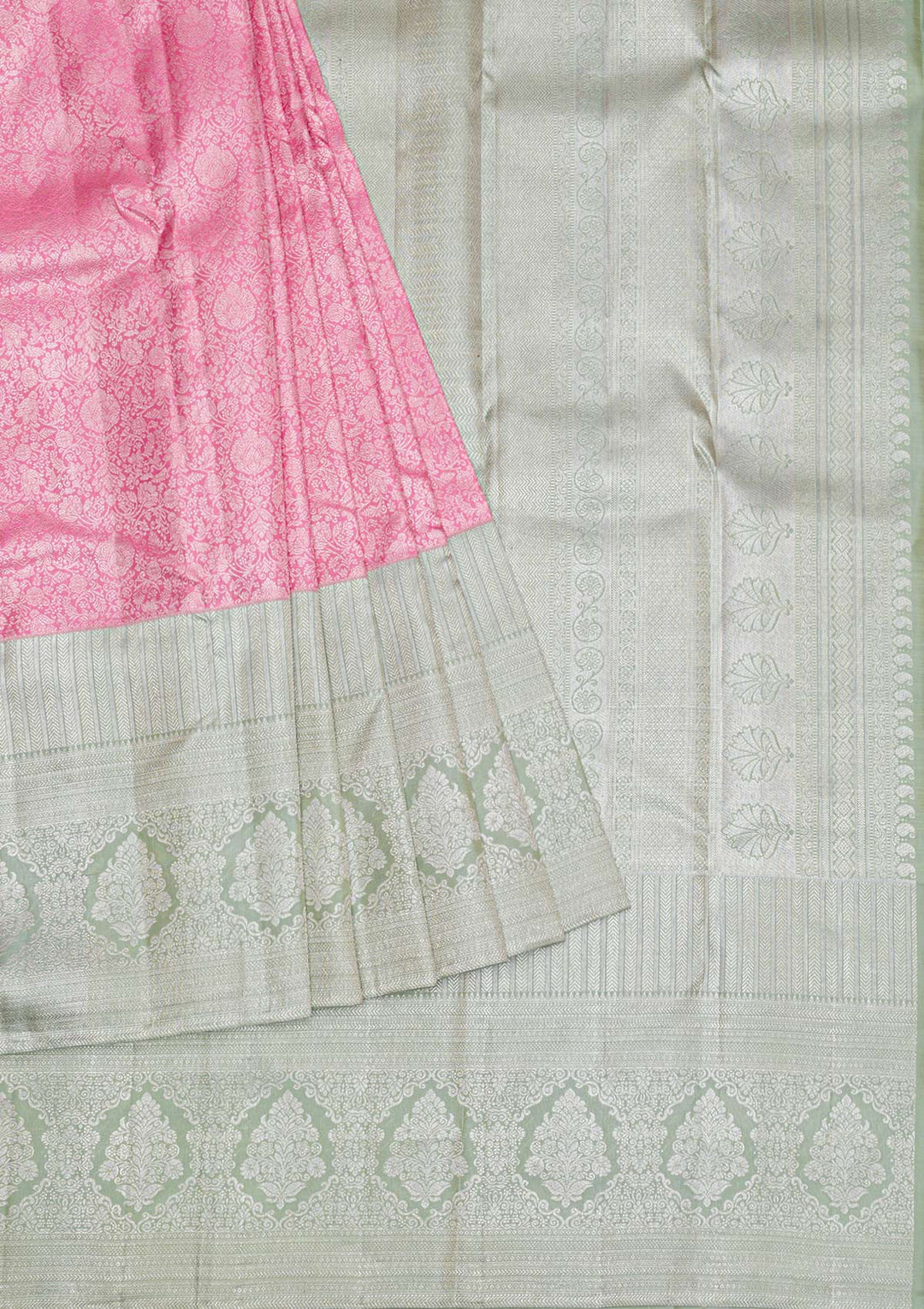 Pink Silver Zariwork Pure Silk Saree