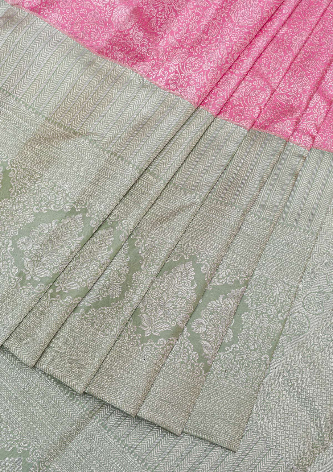 Pink Silver Zariwork Pure Silk Saree