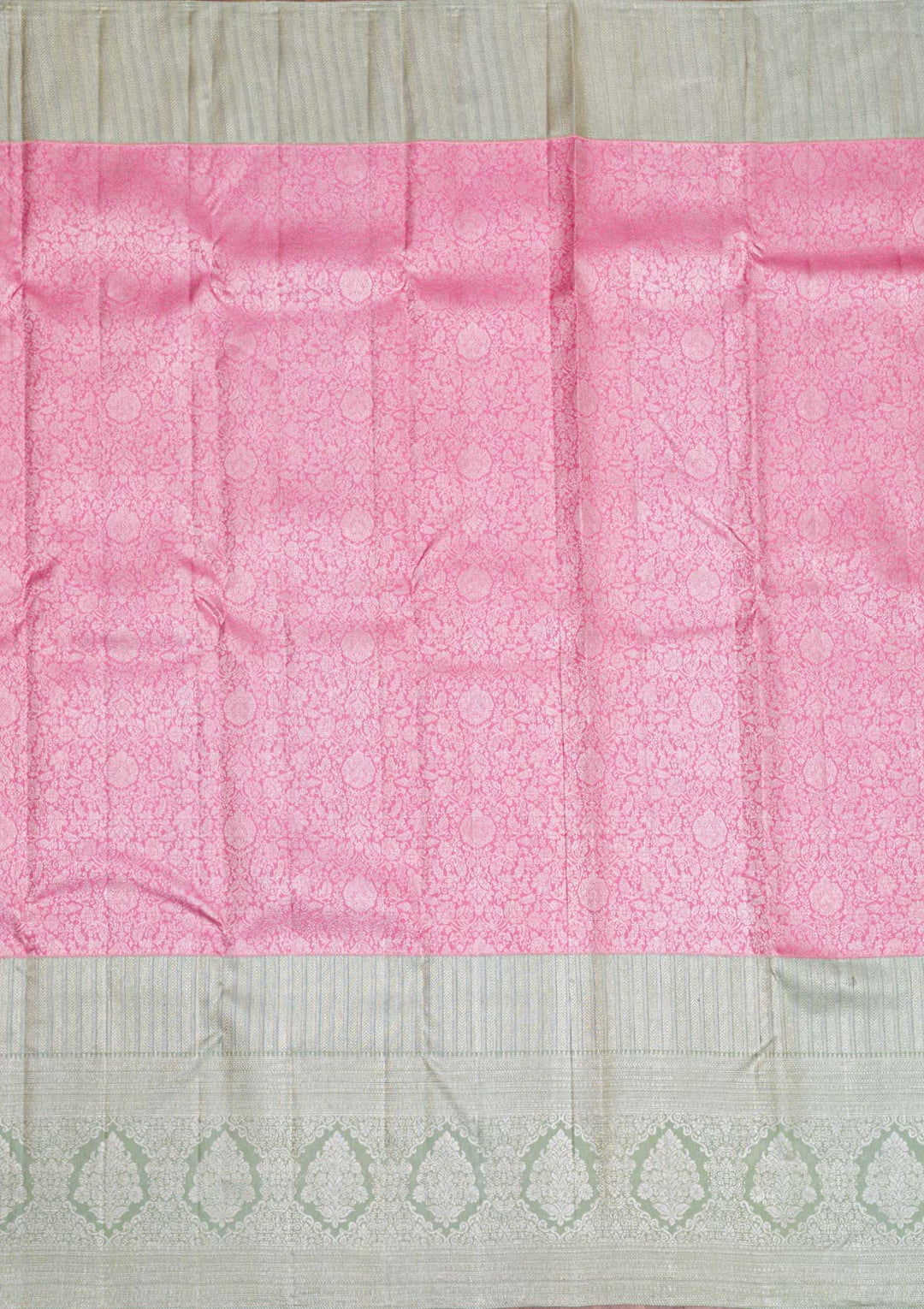 Pink Silver Zariwork Pure Silk Saree