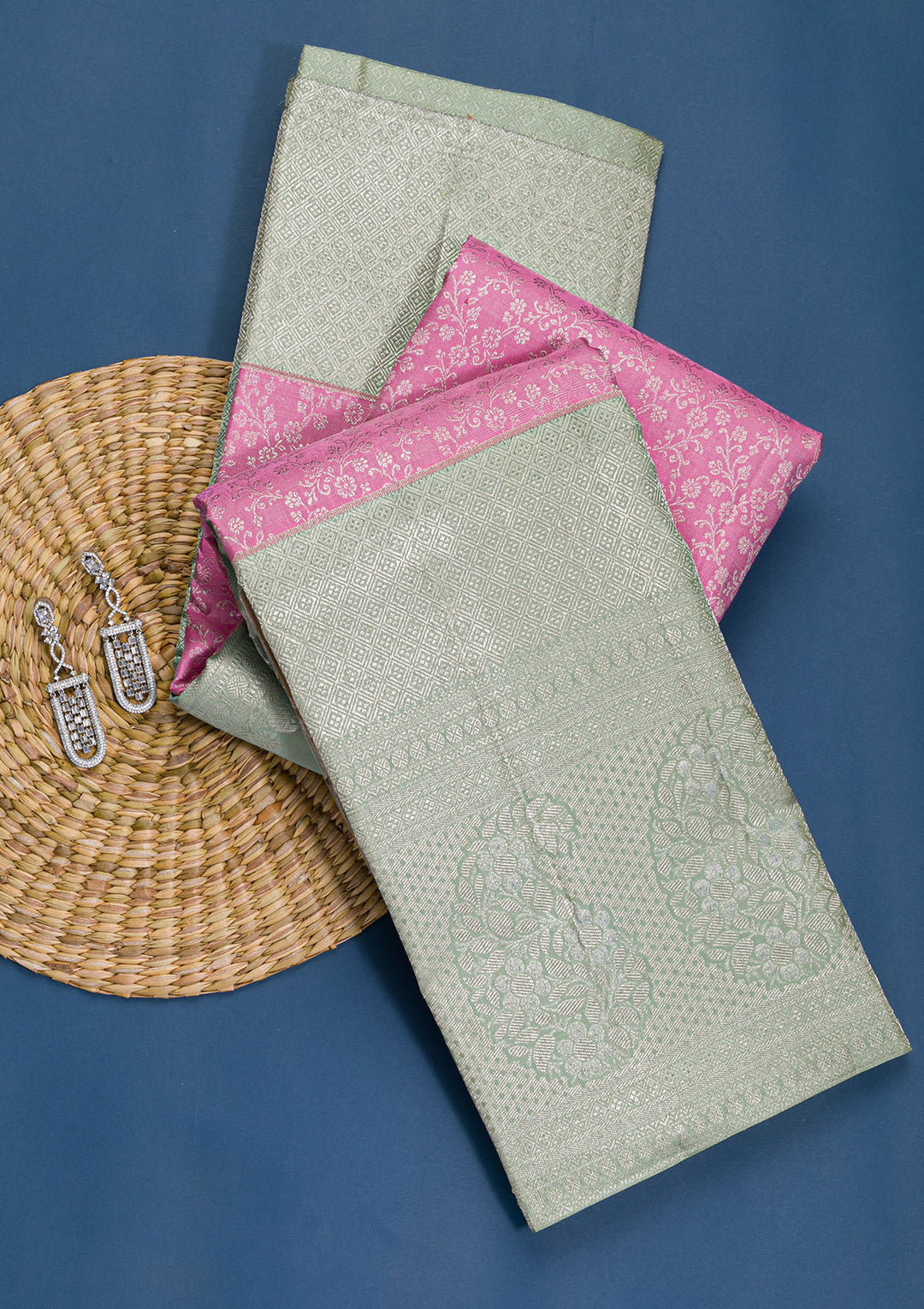 Pink Silver Zariwork Pure Silk Saree-Koskii