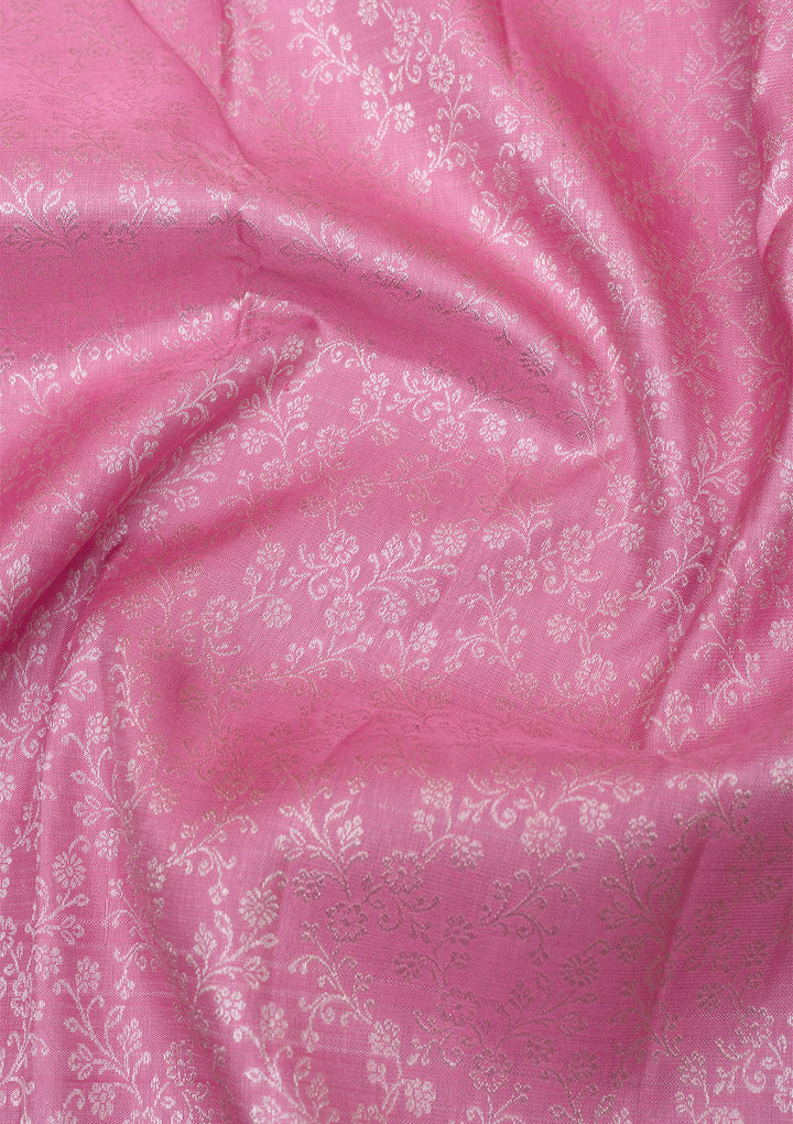 Pink Silver Zariwork Pure Silk Saree