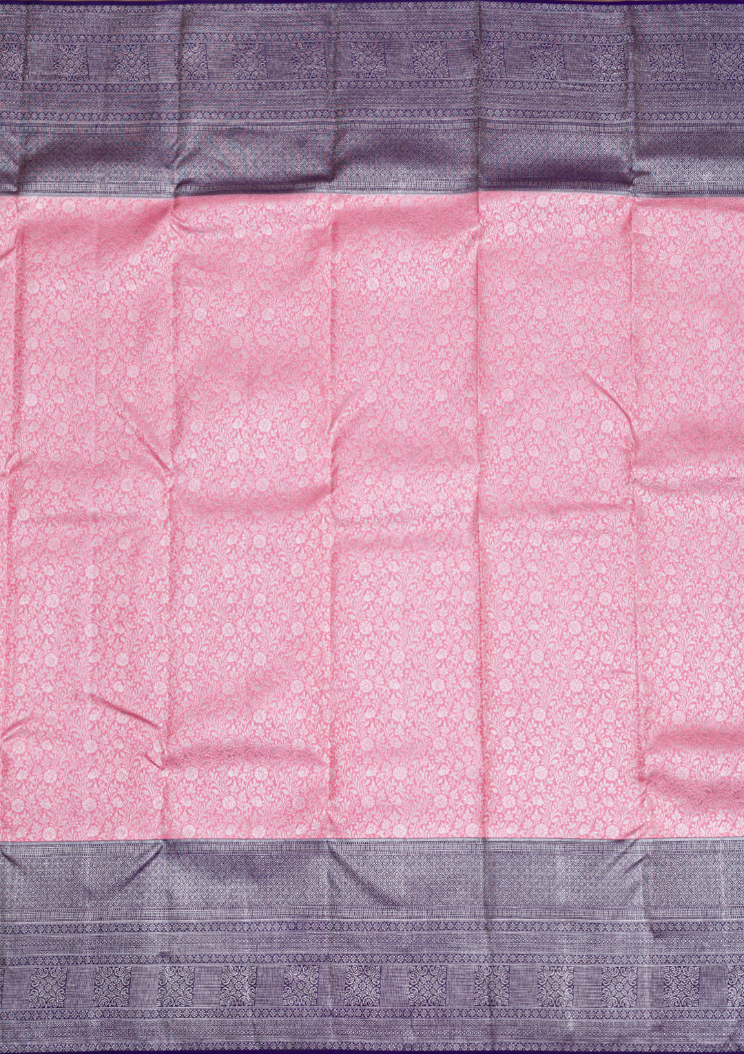 Pink Silver Zariwork Kanjivaram Pure Silk Saree