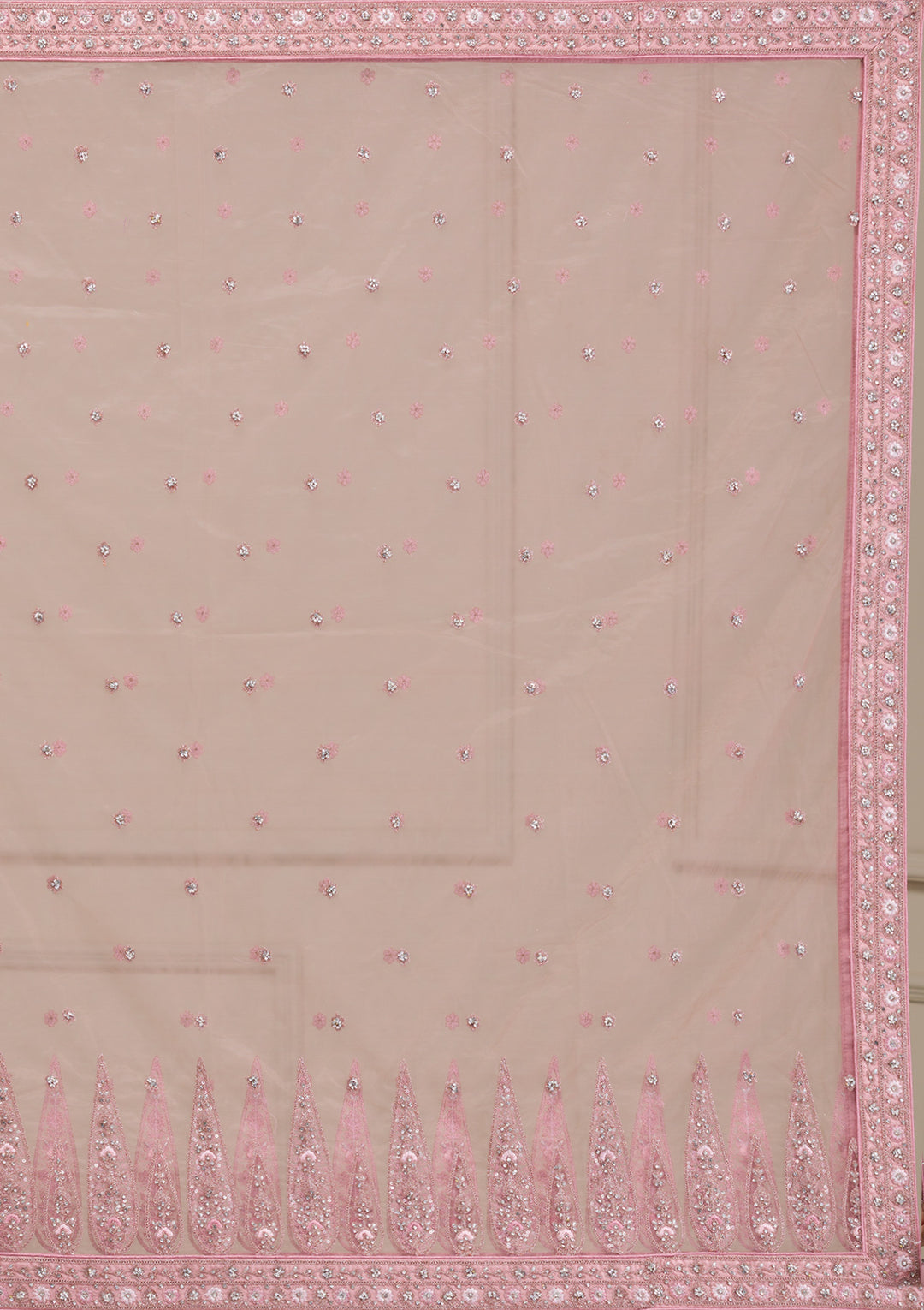 Pink Stonework Net Readymade Lehenga