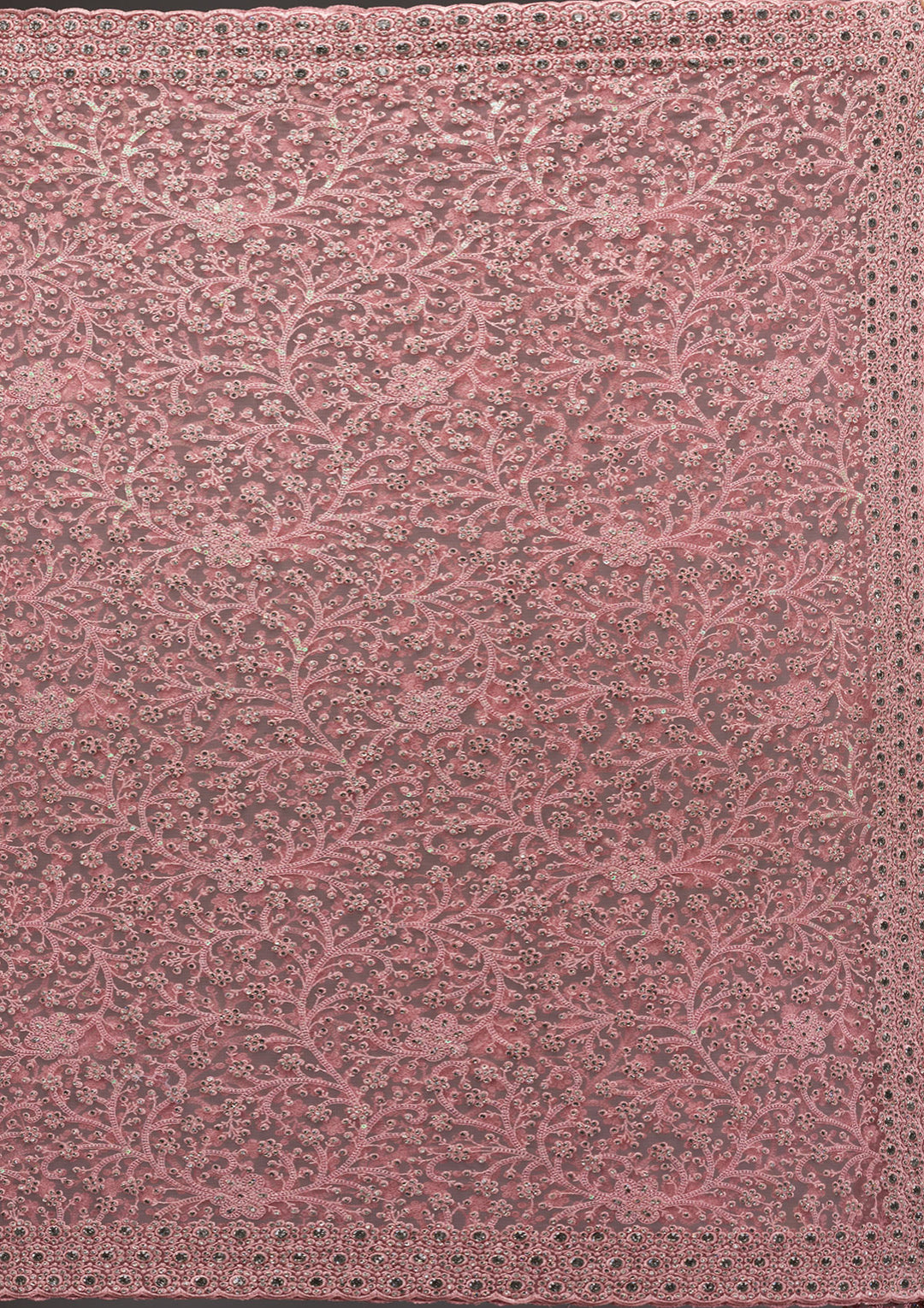 Pink Stonework Net Saree