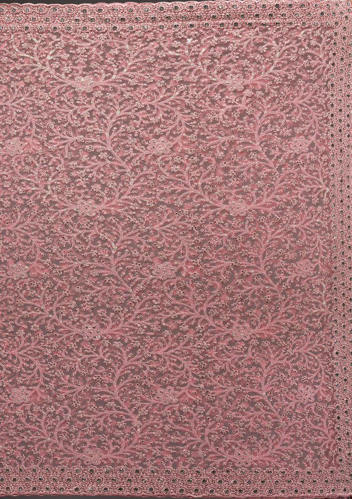 Pink Stonework Net Saree