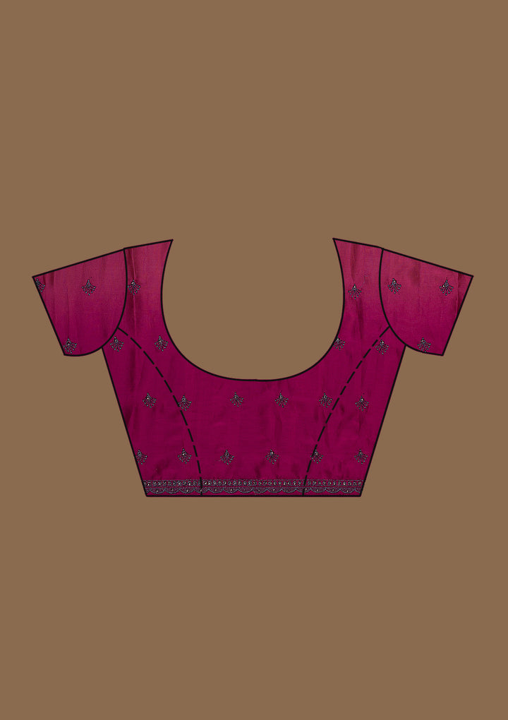 Pink Stonework Satin Saree-Koskii