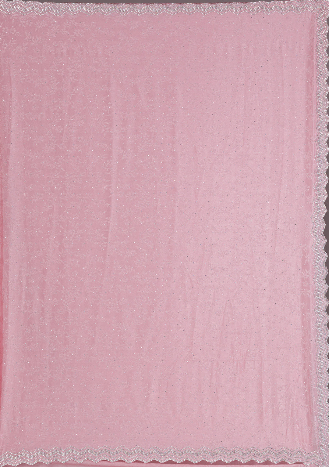 Pink Stonework Semi Crepe Saree