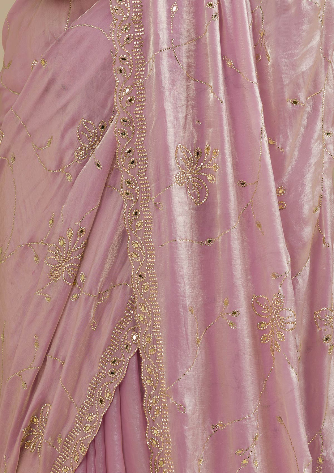 Pink Stonework Tissue Saree