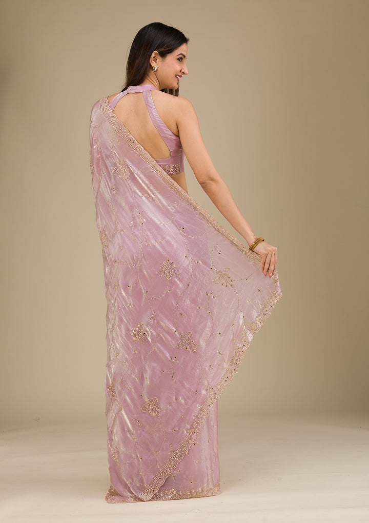 Pink Stonework Tissue Saree
