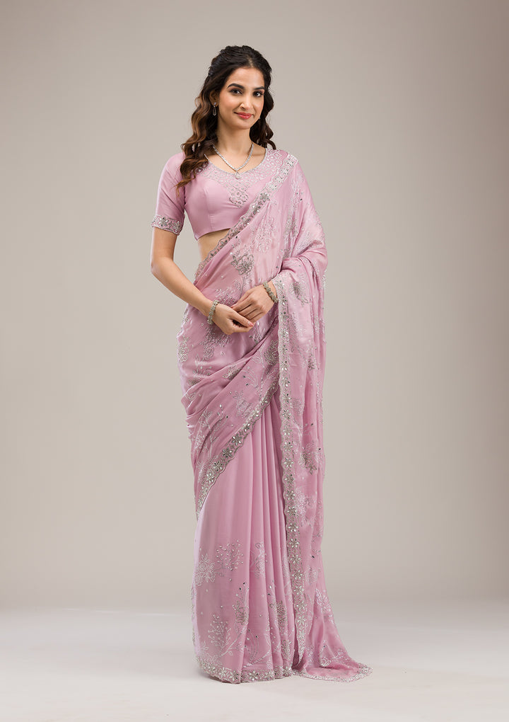 Pink Stonework Tissue Saree