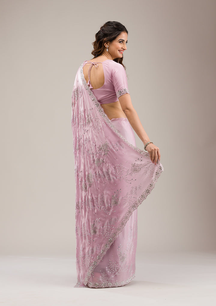 Pink Stonework Tissue Saree