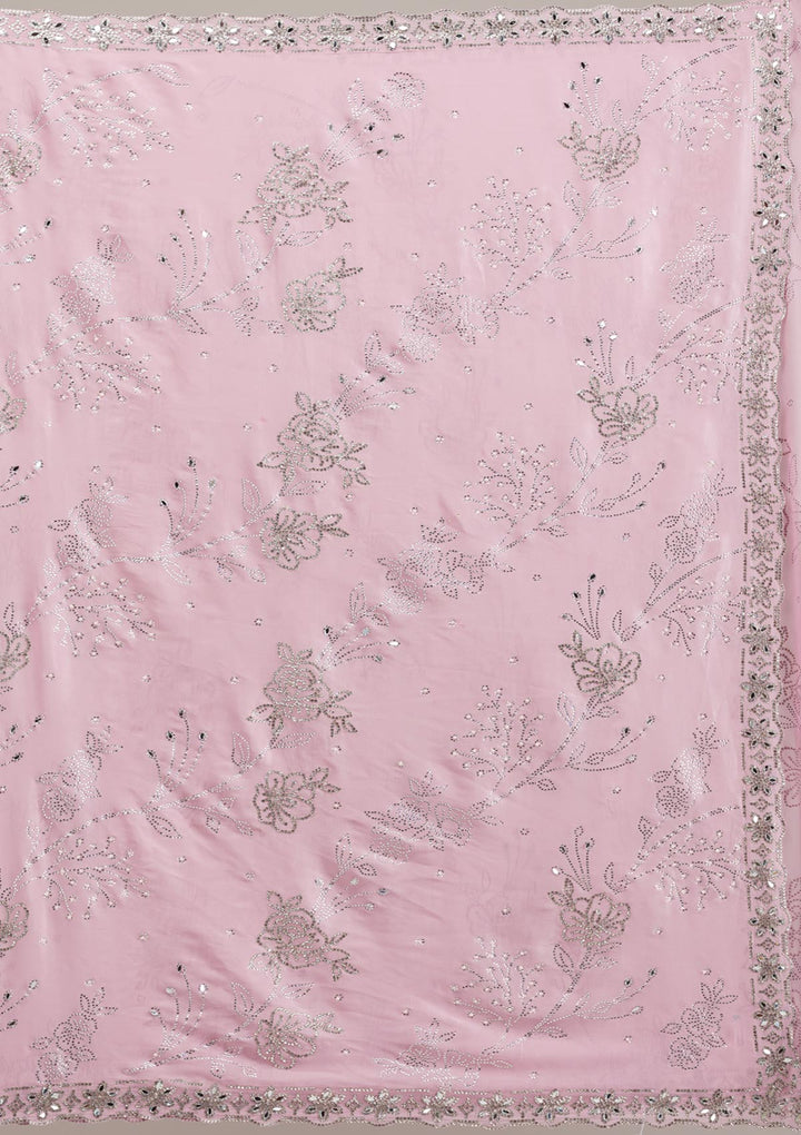 Pink Stonework Tissue Saree
